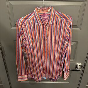 Robert Graham Red and Blue Casual Button Down Shirt